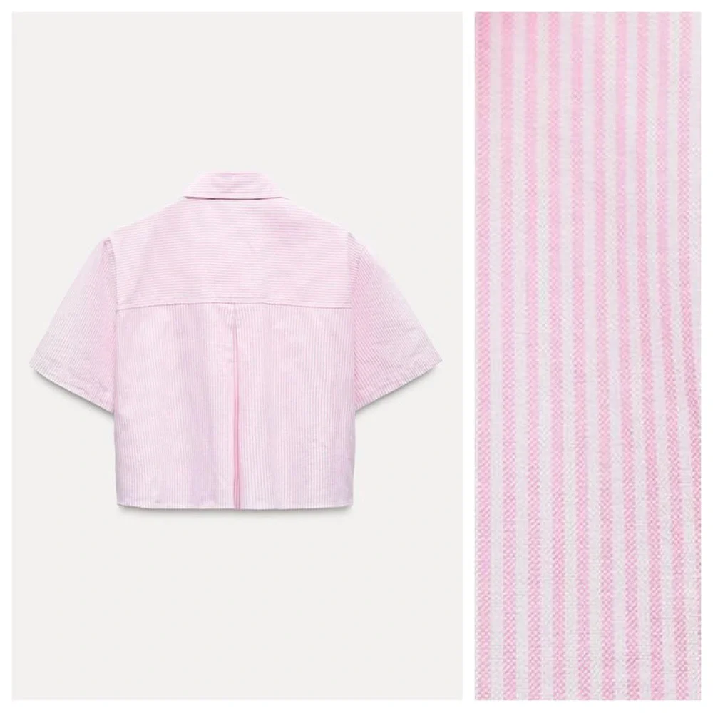 Zara Pink Striped Button Down Shirt - Picture 3 of 10